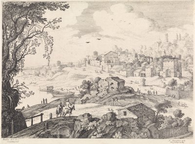 Paysage italien avec une ville - Willem van Nieulandt (II)