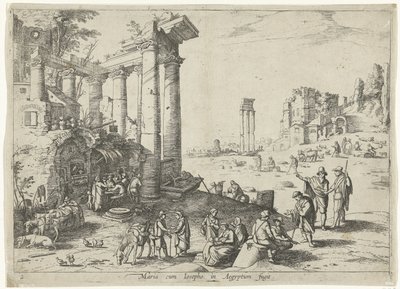 Paysage avec la fuite en Égypte (Paysages italiens avec scènes bibliques) - Willem van Nieulandt (II)