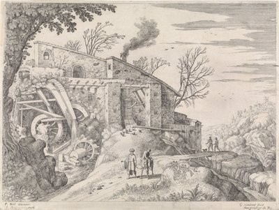 Landschap met een watermolen en de barmhartige Samaritaan - Willem van Nieulandt (II)