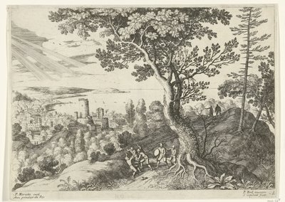 Voyageur attaqué par des voleurs (Paysages italiens, série) - Willem van Nieulandt (II)