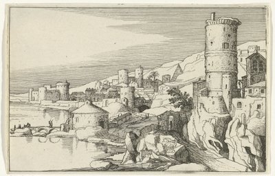 Ville avec tours au bord de l