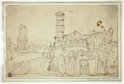 Vue de Rome : Torre della Melisa, ruines de l