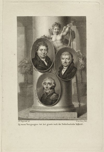 Mémorial avec les portraits de Joan Melchior Kemper, Cornelis Anthony Fannius Scholten, Gijsbert Carel Rutger Reinier van Brienen van Ramerus. NL-HlmNHA 1477 53011449 - Willem van Senus