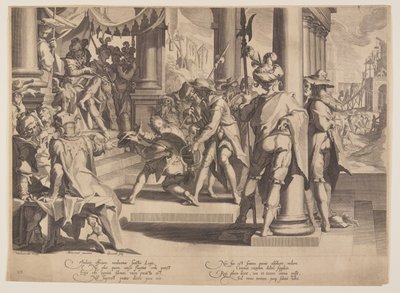 Allégorie de la justice, caractère sacré du droit, planche 12 des Trônes de justice (Thronus Iustitiae) - Willem van Swanenburgh