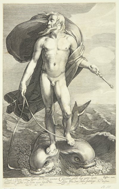 Neptune chevauchant deux dauphins - Willem van Swanenburgh