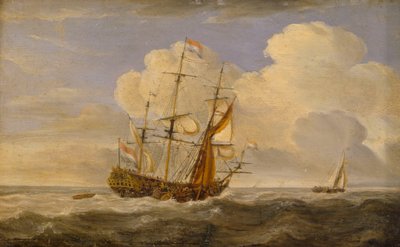 Un vaisseau amiral néerlandais avant le vent, fin 17ème siècle à début 18ème siècle - Willem van de II (follower of) Velde