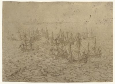 Bataille navale devant une côte - Willem van de Velde (I) (possibly)