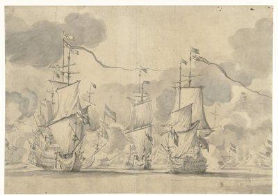 Bataille navale de Lowestoft le 13 juin 1665 - Willem van de Velde (I)