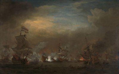 Rencontre pendant la bataille de Kijkduin - Willem van de Velde (II)