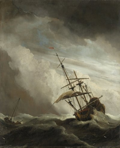 Un navire en haute mer pris par une rafale, connu sous le nom de La rafale, 1680 - Willem van de Velde