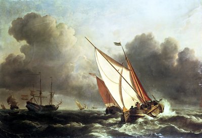 Navires hollandais au large dans une tempête montante - Willem van de Velde