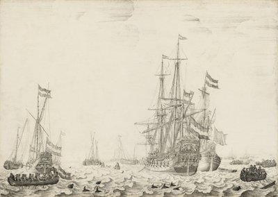 Navires hollandais près de la côte - Willem van de Velde I