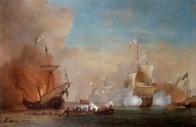 Pirates attaquant un navire de la marine britannique, XVIIe siècle - Willem van de Velde the Younger