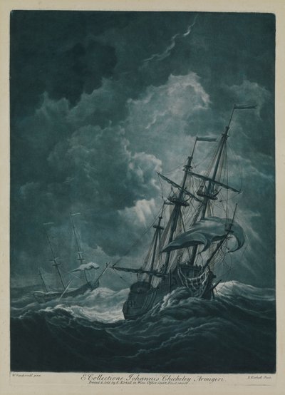 Un navire fuyant dans une tempête - Willem van de the Elder Velde