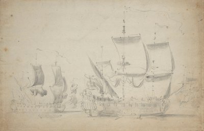 Un deux-ponts anglais sous voile facile, c.1675 - Willem van de the Elder Velde