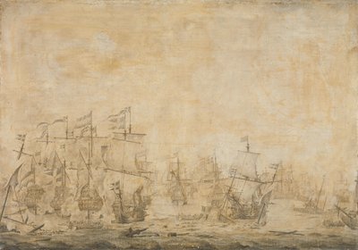 Bataille entre les flottes néerlandaise et suédoise - Willem van de the Elder Velde