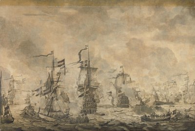 Bataille entre les flottes néerlandaise et suédoise - Willem van de the Elder Velde