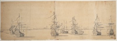 Navires hollandais au mouillage au large d