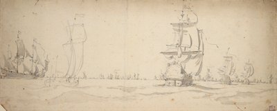 Navires hollandais descendant vers la flotte principale, mai ? 1672 - Willem van de the Elder Velde
