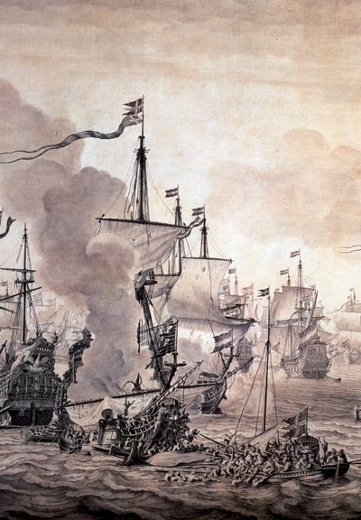 La bataille du Sund entre les flottes hollandaise et suédoise, 8 novembre 1658 (détail) - Willem van de the Elder Velde