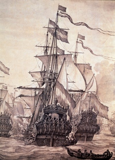 La flotte hollandaise en 1672 (détail) - Willem van de the Elder Velde
