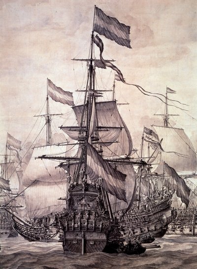 La flotte hollandaise en 1672 (détail) - Willem van de the Elder Velde