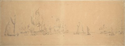 La flotte hollandaise par vent léger, vers 1666 - Willem van de the Elder Velde