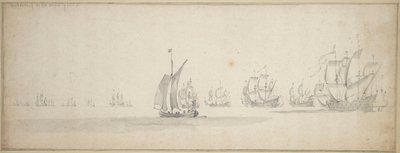 La flotte hollandaise en route vers la côte écossaise - Willem van de the Elder Velde