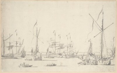 Les yachts et les navires au mouillage près de Sheerness, vers 1677 - Willem van de the Elder Velde