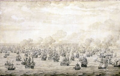 La première bataille de Schooneveld, 28 mai 1673 - Willem van de the Elder Velde