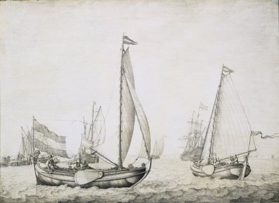 Deux navires hollandais au départ, probablement dans le port d