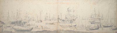 Weyschuits, un kaag et des hommes de guerre néerlandais dans le Texel - Willem van de the Elder Velde