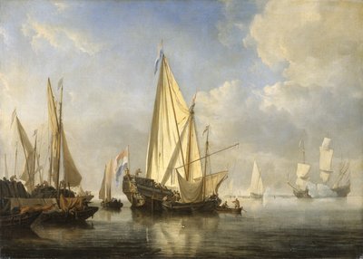Navires au calme avec un yacht d