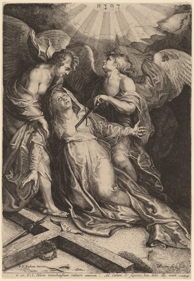 Mater Dolorosa agenouillée, soutenue par deux anges - Willem van der Leeuw after Sir Peter Paul Rubens