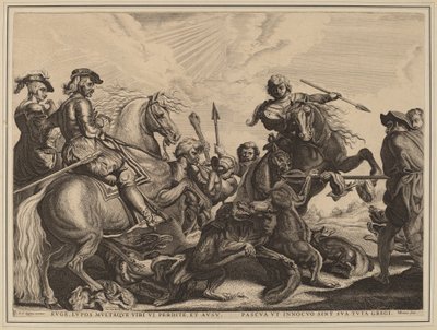 La chasse au loup - Willem van der Leeuw after Sir Peter Paul Rubens