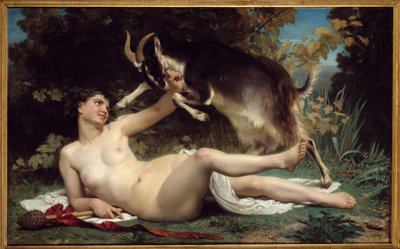 Une Bacchante. Elle est représentée avec une chèvre. Peinture de William Adolphe Bouguereau (1825-1905) 1862 - William Adolphe Bouguereau