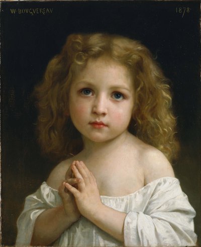 "Portrait de petite fille les mains jointes en prière" - William Adolphe Bouguereau