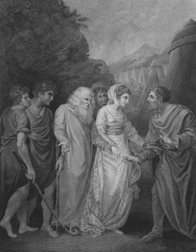 Moïse rencontrant sa femme et ses fils, Exode 18, verset 5-8 (gravure) - William (after) Artaud