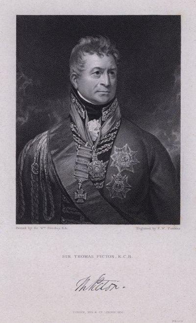 Sir Thomas Picton, général gallois des guerres napoléoniennes tué à la bataille de Waterloo - William (after) Beechey