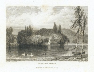 Virginia Water, lac Surrey (Angleterre), près de Windsor, vue du pavillon chinois entouré d