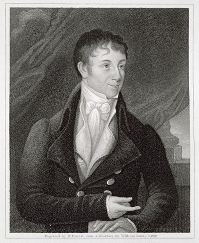 Portrait de Charles Brockden Brown (1771-1810), gravé par John B. Forrest (1814-70) - William (after) Dunlap