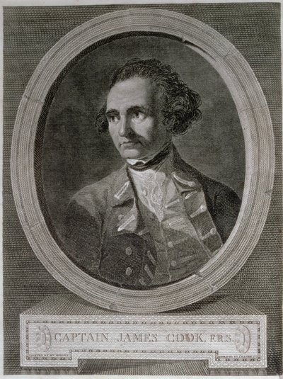 Portrait du Capitaine James Cook (1728-79), de la page de titre de 