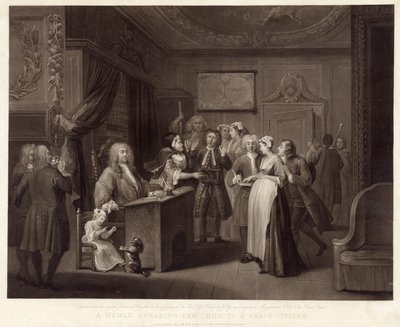 Une femme jurant son enfant à un citoyen grave (mezzotinte) - William (after) Hogarth