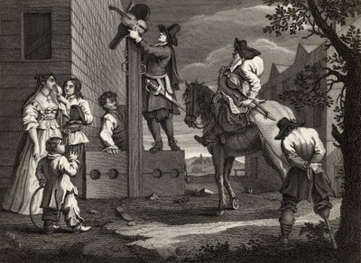 Hudibras menant Crowdero en triomphe, tiré de "Hudibras" de Samuel Butler (1612-80) gravé par J. Romney, tiré de "The Works of William Hogarth", publié en 1833 (lithographie). - William (after) Hogarth