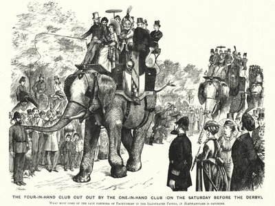 Caricature de Punch : Le club des quatre-en-main coupé par le club des un-en-main (le samedi avant le Derby) - William (after) Ralston