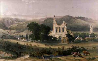 Abbaye de Byland depuis le sud-ouest, de 