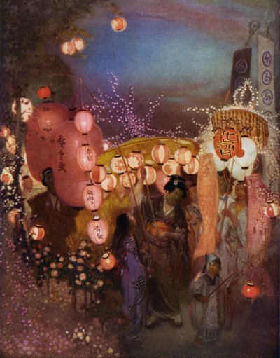 Femmes et enfants avec des lanternes lors d