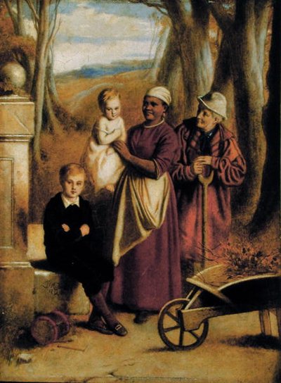 Deux enfants, nourrice et vieil homme - William (attr. to) Mulready