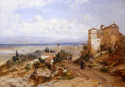 Deux couvents à Nemi, Italie - William (attr. to) Oliver