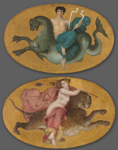 Arion sur un cheval de mer et Bacchante sur une panthère (paire) - William Adolphe Bouguereau